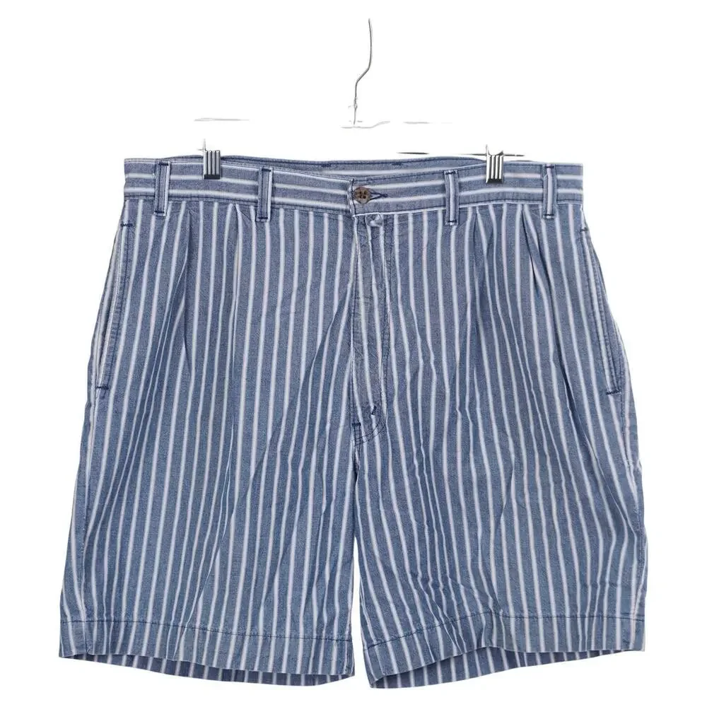 Levi's SilverTab Vintage Shorts Men 36 Blue White Striped Pleated Cotton Casual